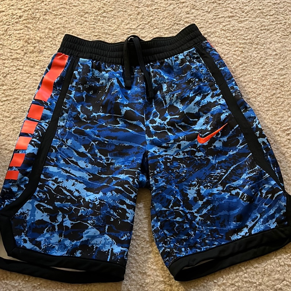 Nike Boys Blue Camo Print Dri-Fit Shorts - Size M
